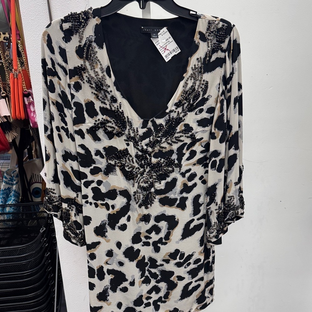 Sheri Bodell Black and Cream Long Sleeve Dress Size XS